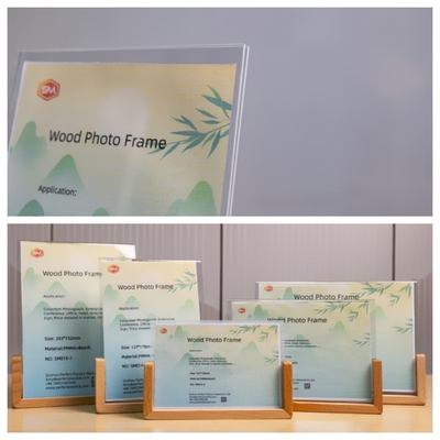 কাস্টম এক্রাইলিক ছবির ফ্রেম সঙ্গে বাস্তব কাঠের বেস স্পষ্টতা ফটো ডিসপ্লে SM017