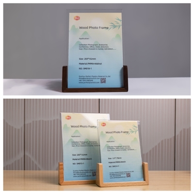 কাঠের ভিত্তিতে ছবির ফ্রেম সহ আয়তক্ষেত্রাকার A5 এক্রাইলিক ফটো ফ্রেম